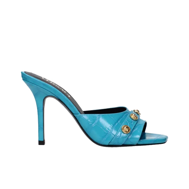 VERSACE Slide Slippers 9cm Women's Sky Blue-1