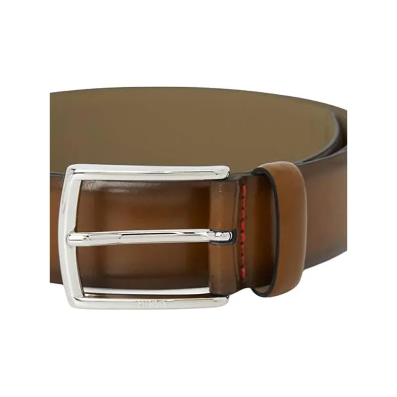 BOSS Linen Leather Belts Men's Brown -2