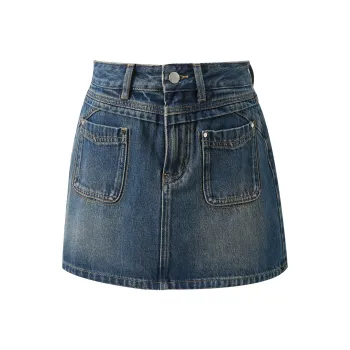 3COLOUR Casual Short Skirts Women's Haze Blue