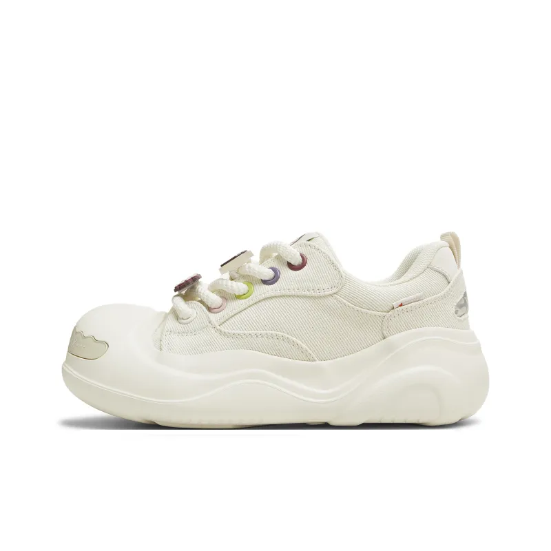 Teenmix Slip Resistant Cushioning Abrasion Resistant Breathable Low Top Skateboard Shoes Women's White-0