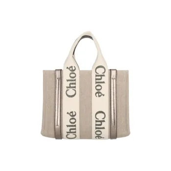 Chloe Woody Linen Tote Bag, Shopping Bag, Shoulder Bag, Crossbody Bag, Handbag Trumpets Women's Khaki & Beige