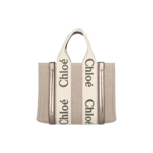 Chloe Woody Linen Tote Bag, Shopping Bag, Shoulder Bag, Crossbody Bag, Handbag Trumpets Women's Khaki & Beige