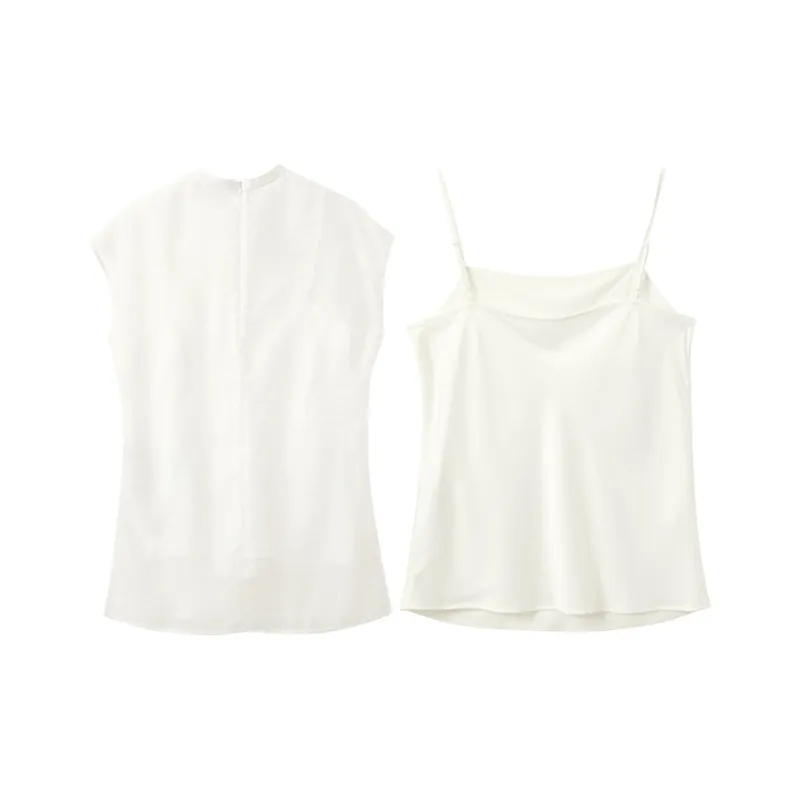 3COLOUR Casual Suits Women's Set Pearl White Shirt + Camisole-1