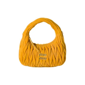 MIU MIU Wander Series Lambskin Hobo Bag, Shoulder Bag, Crossbody Bag, Handbag Trumpets Women's Yellow