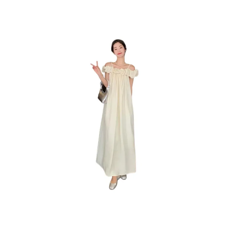 GOSO Slip Dresses Women's White Apricot-0