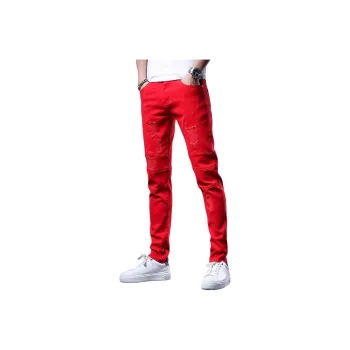 BINGSHENG Jeans Unisex Red