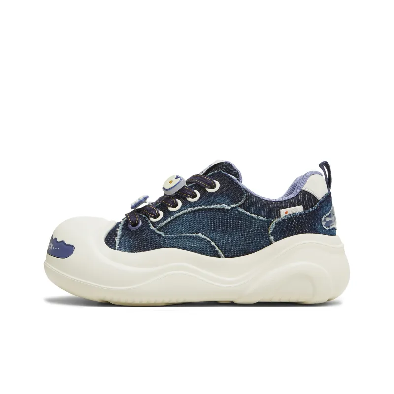Teenmix Low Top Skateboard Shoes Women's Denim White Blue-0