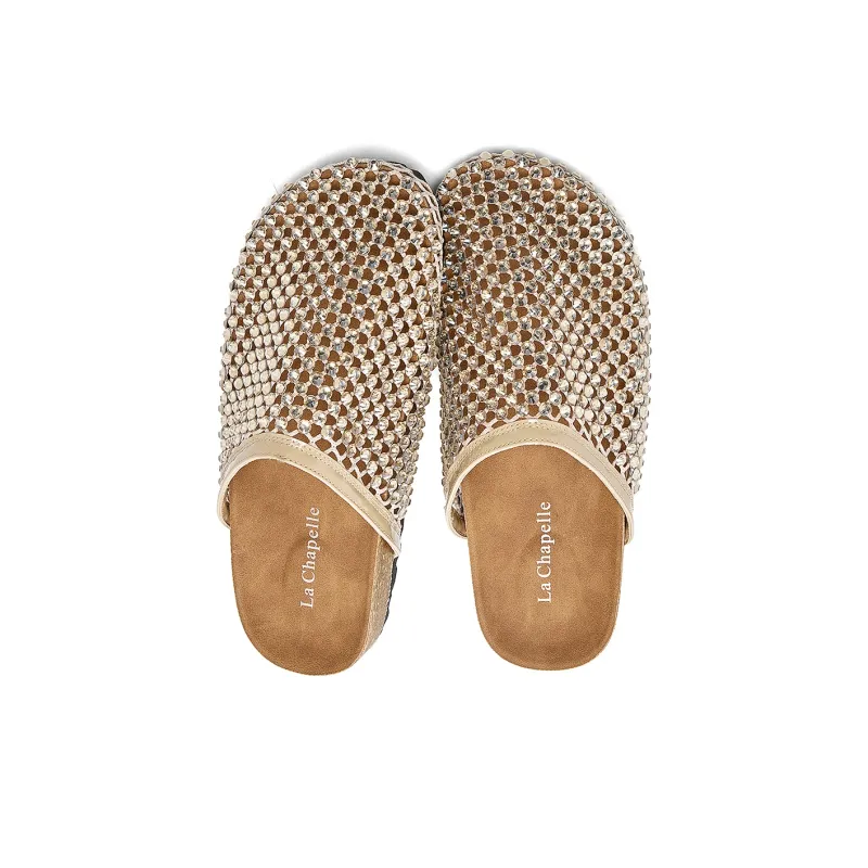 La Chapelle Abrasion Resistant Closed Toe Slippers Women's Gold-3