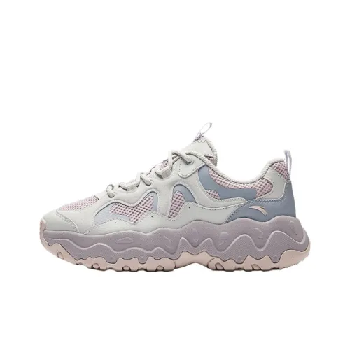 Anta Breathable Slip Resistant Low Top Chunky Sneakers Women's Gray Pink Purple