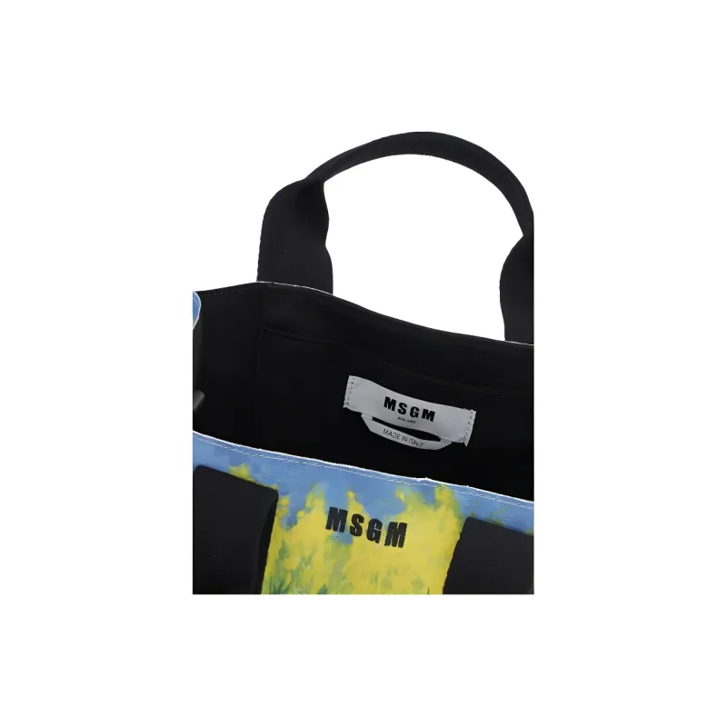 MSGM Cotton Tote Bag, Shopping Bag, Shoulder Bag, Crossbody Bag, Handbag Extra Mini Women's Yellow & Multicolor-4