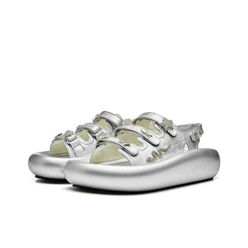 XMZY Initial Round Collection Year Of The Snake Limited Edition 'Ten Thousand Gold' One Strap Sandals Women's-8