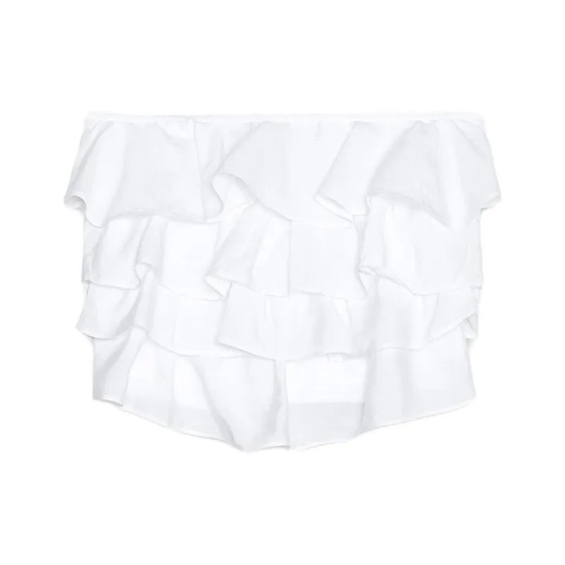 ZARA Strapless Tops Women's White-0