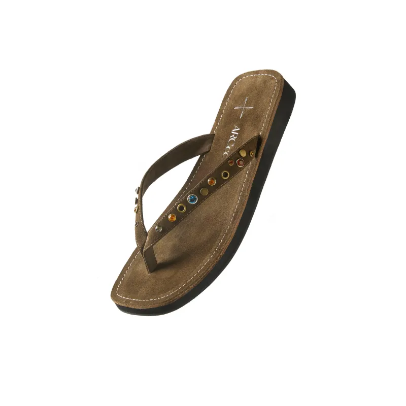 ARCCC Abrasion Resistant Slip Resistant Flip Flops Women's Dark Brown-4