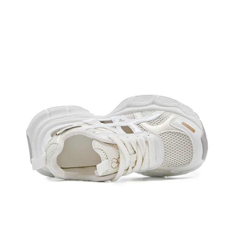 La Chapelle Abrasion Resistant Low Top Chunky Sneakers Women's White-3
