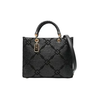 Elisabetta Franchi Logo Charm Jacquard Tote Bag