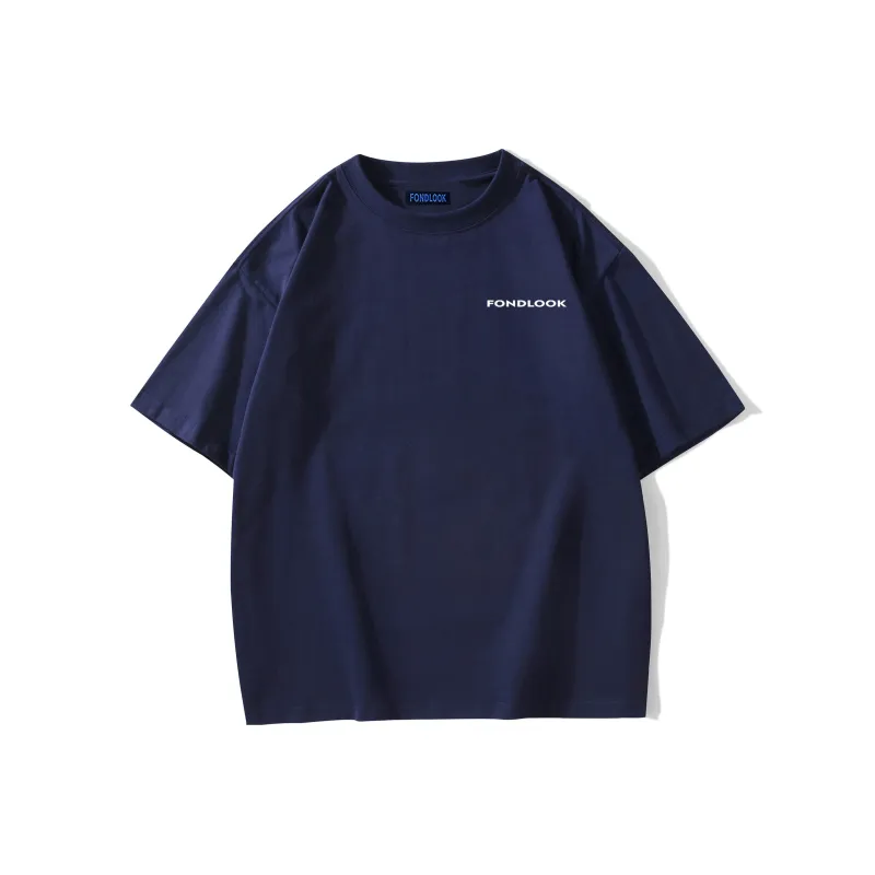FONDLOOK T Shirts Unisex Navy Blue-1
