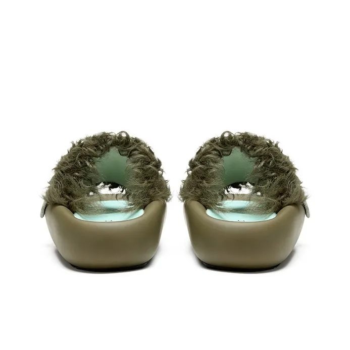 XMZY Initial Round Collection Leather Patchwork Abrasion Resistant Slide Slippers Women's-15