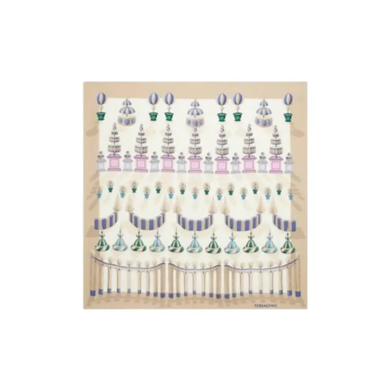 FERRAGAMO Silk Scarves Women's White-0