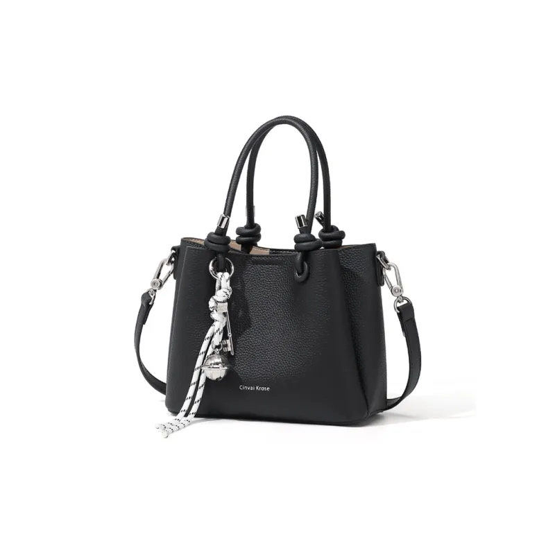 CinvaiKrose Cow Leather Shoulder Bag, Crossbody Bag, Mom's Handbag Tubas Women's Ecru/Black-6