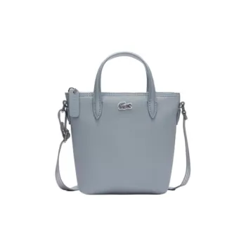 LACOSTE PVC Shoulder Bag, Crossbody Bag, Handbag Trumpets Women's Gray Blue