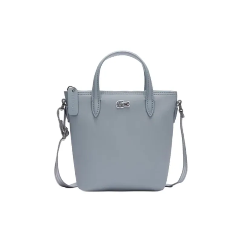 LACOSTE PVC Shoulder Bag, Crossbody Bag, Handbag Trumpets Women's Gray Blue-0