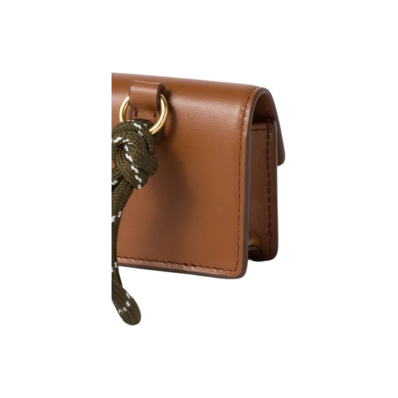 MIU MIU Leather Earphone Case Women's Brown-2