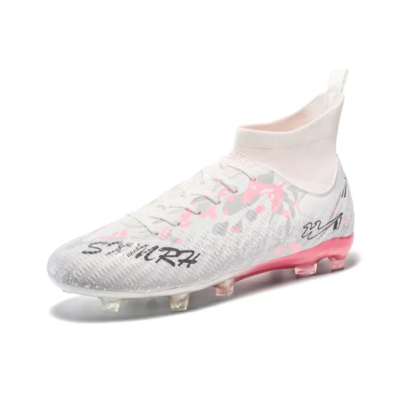 Binary Soccer Shoes Unisex High Top Light Gray/Pink-1