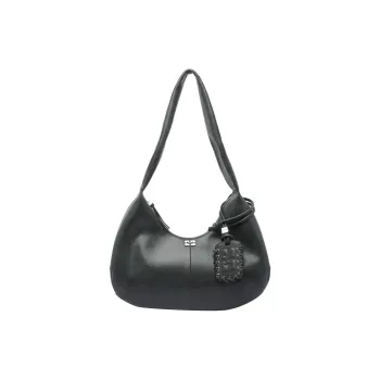GANNI Calfskin Shoulder Bag Medium Size Women's Gray