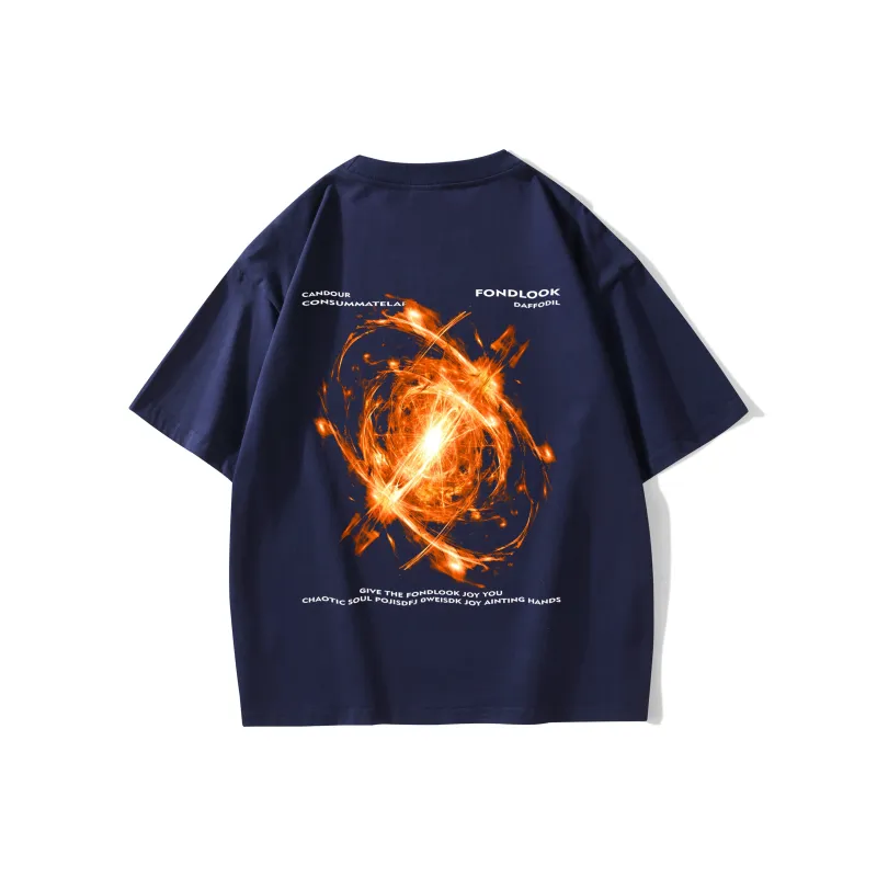 FONDLOOK T Shirts Unisex Navy Blue-0