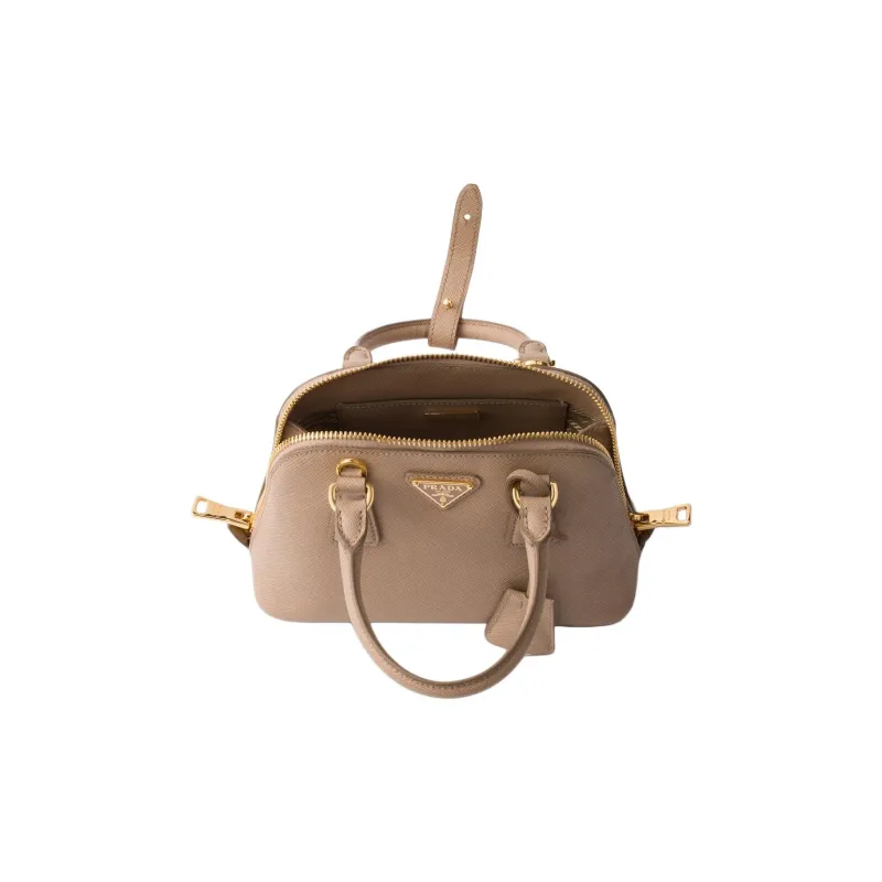 PRADA Calfskin One Shoulder Handbag Mini Women's Beige-3