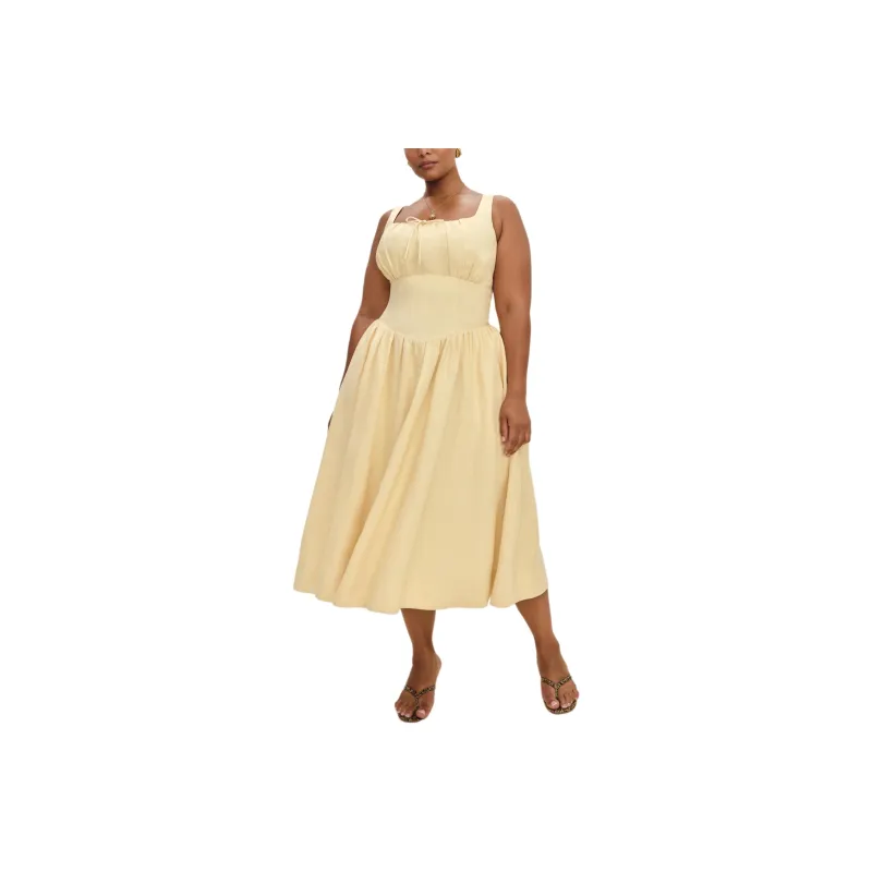 REFORMATION Balia Linen Dress Es Slip Dress Women's-0