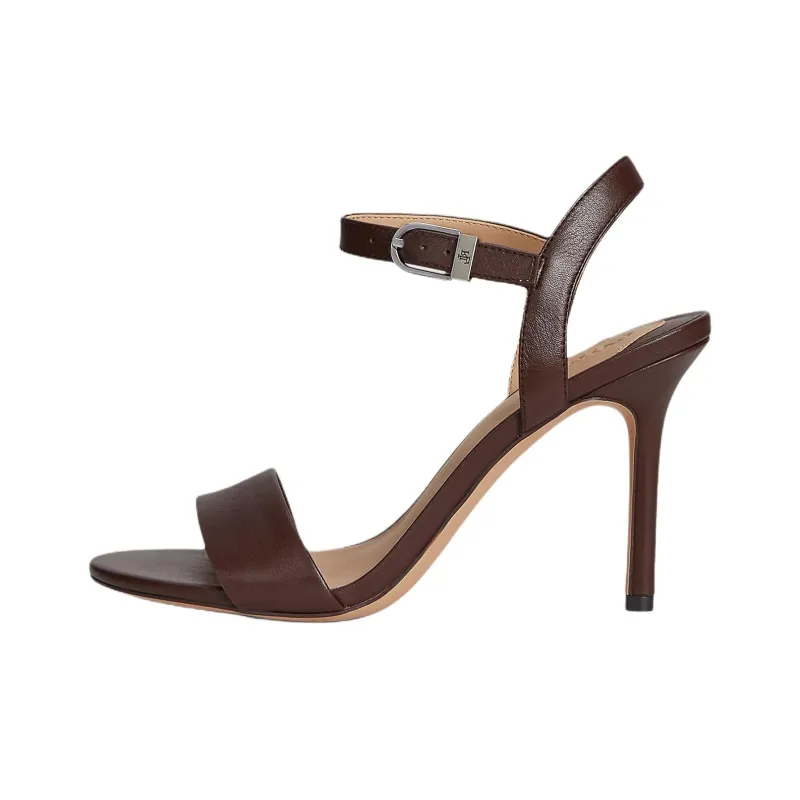 LAUREN RALPH LAUREN Gwen Nappa One Strap Sandals 9cm Women's Brown-0