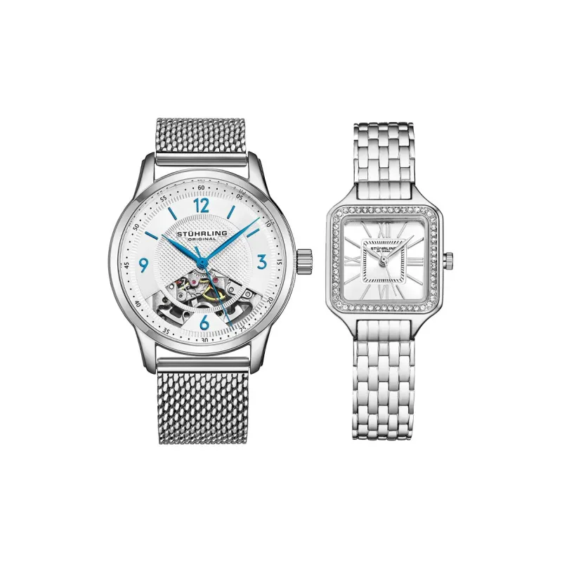 STUHRLING Wrist Watch Manual Mechanical Movement Stainless Steel Strap 40mm White Dial Unisex-0