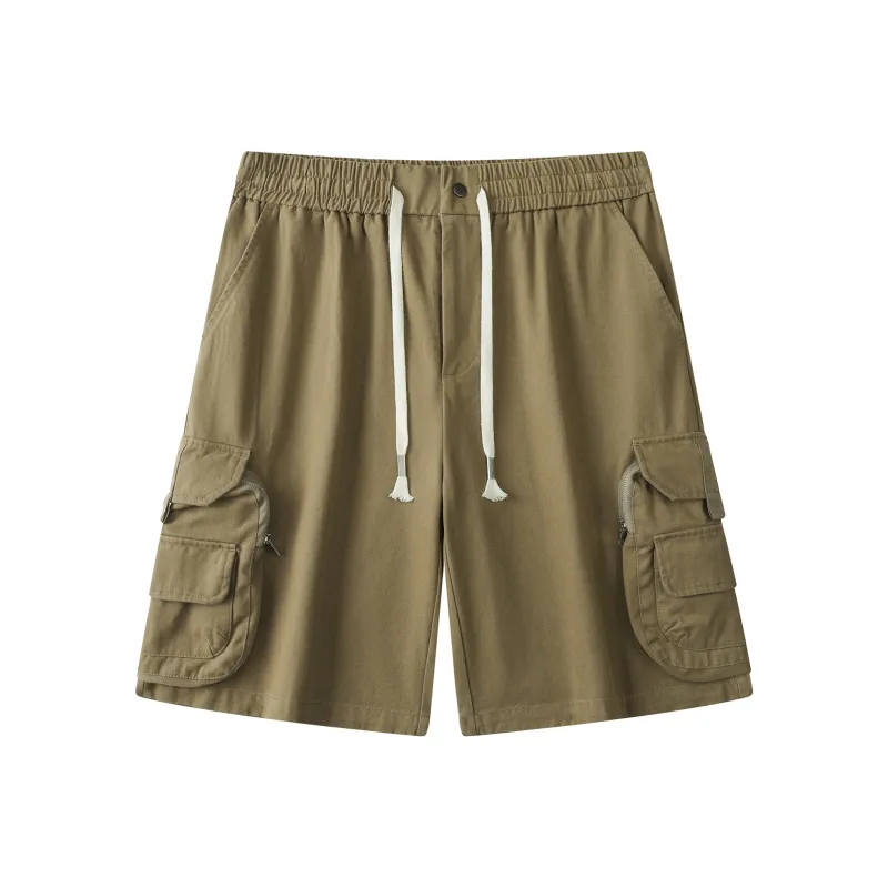 JIANWANG Casual Shorts Unisex Khaki-0