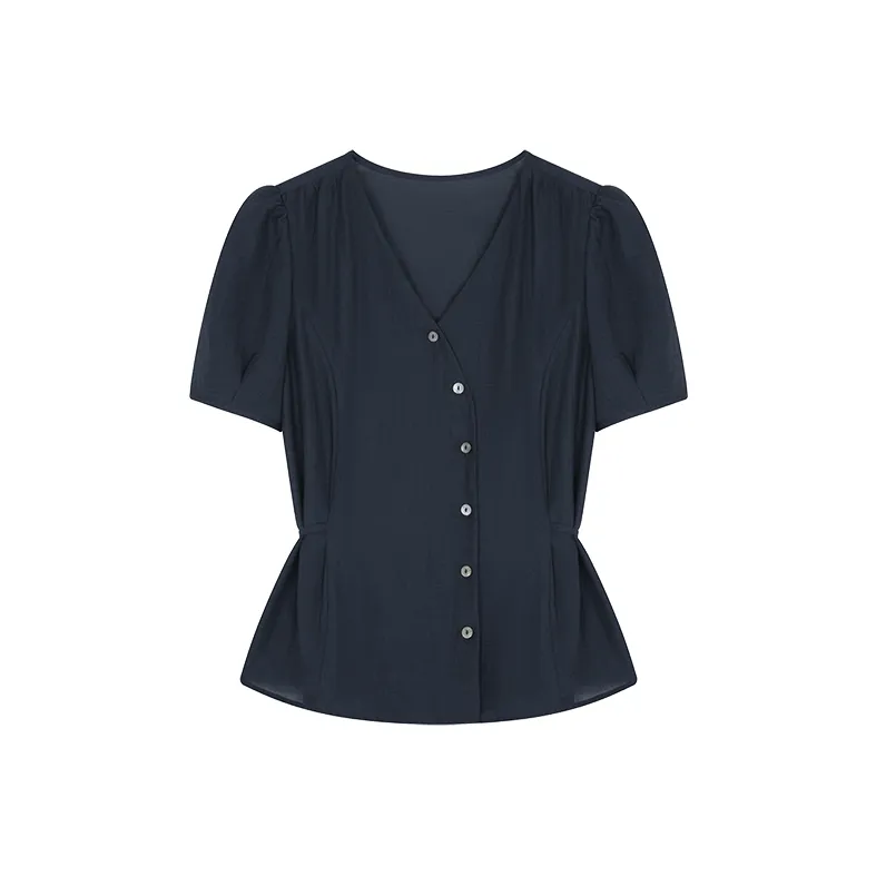 Mo Han Yi Mei Shirt Women's Navy Blue-0