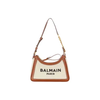 BALMAIN B ARMY Cotton With Linen Shoulder Bag Women's Light Umber