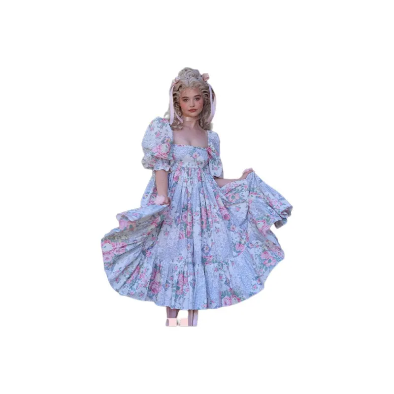 Selkie Collection FW24 Short Sleeved Dresses Women's White Base All Season Petal Patchwork Print-1