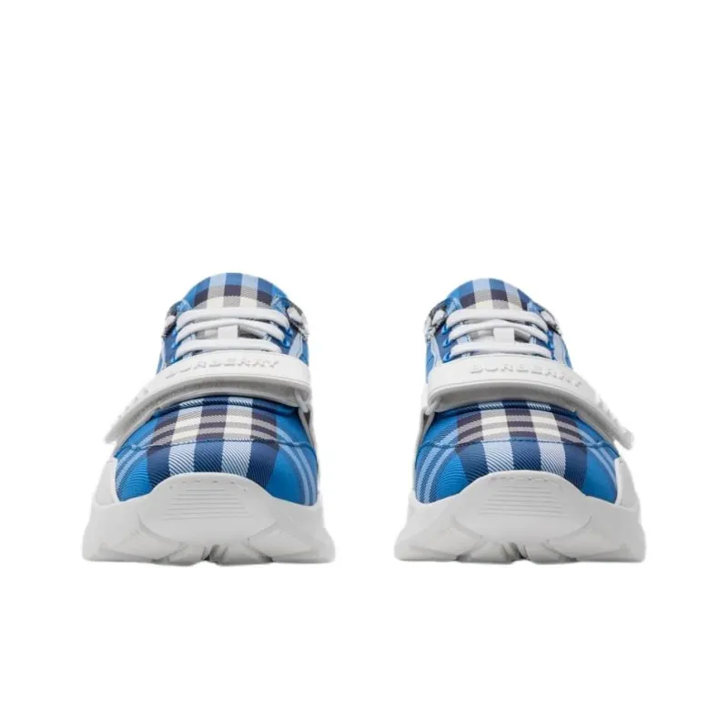 Burberry Check Low Top Casual Shoes Men's Blue-2
