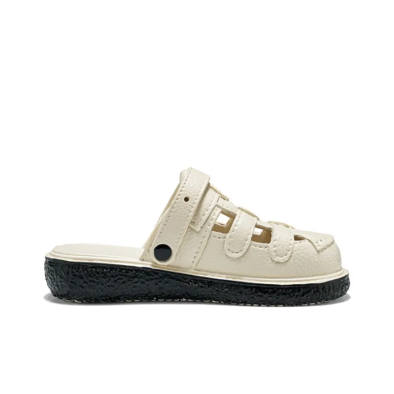 Binary EVA Quick Dry Slip Resistant Closed Toe Slippers Women's Beige Black-3