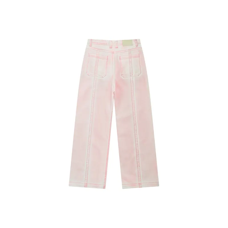 WULISHAONIAN Jeans Unisex Light Pink-1