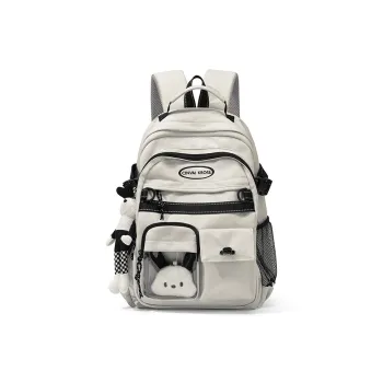 CinvaiKrose Fabric Backpack Short Trip Travel Bag Tubas Women's Ecru/Red