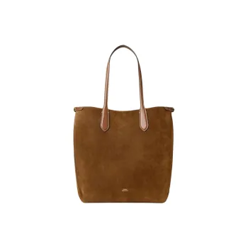 Polo Ralph Lauren Bellport Suede Tote Bag, Shopping Bag, Handbag Women's Caramel Brown