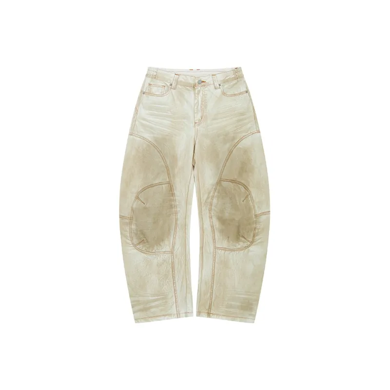 WULISHAONIAN Jeans Unisex Dirty Beige-0