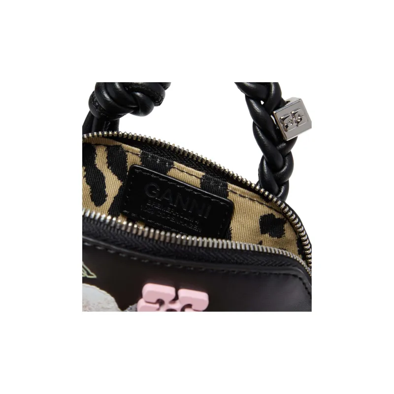 GANNI Recycled Leather One Shoulder Handbag Mini Women's Black-3