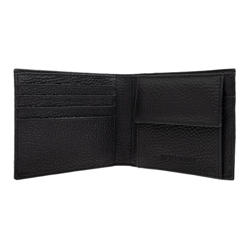 EMPORIO ARMANI Cow Leather Wallet Unisex Black-4