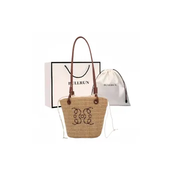 Bullrun Straw Woven Shoulder Bag Women's Khaki
