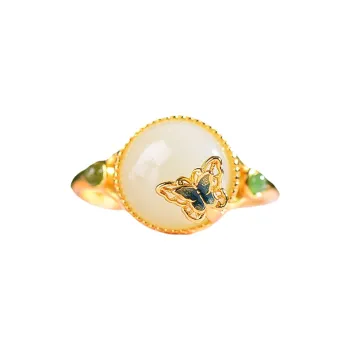 Jade Ink Love Hetian Jade Rings White Jade Women's