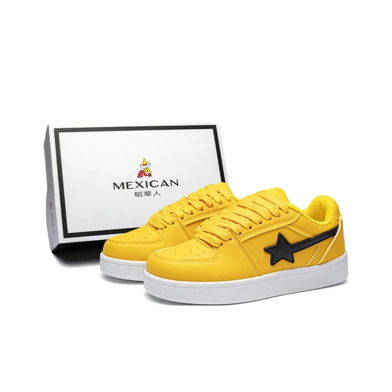 MEXICAN Skateboard Shoes Women's Low Top Yellow Black-6