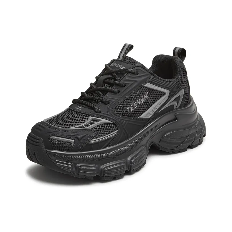 Teenmix Wings Of Light 2.0 Cushioning Height Increase Low Top Chunky Sneakers Women's Black Gray-1