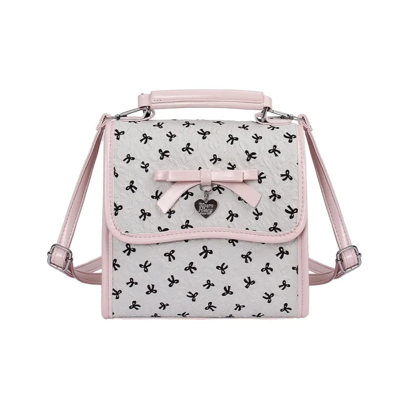 BAODIDAISHU Composite Cloth Backpack Women's White/Pink/Black-0